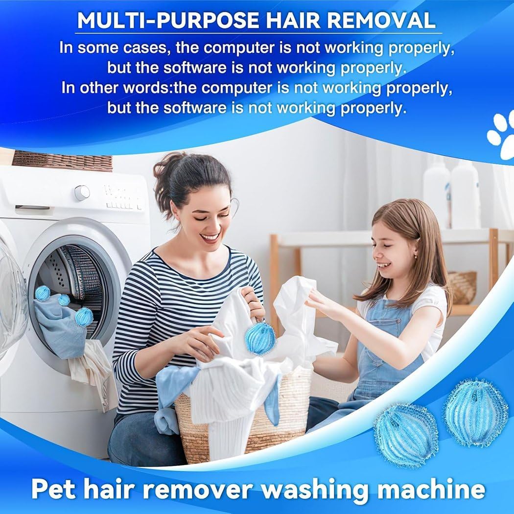 Reusable Laundry Hair Remover Balls - Lint Catcher for Washer & Dryer - Easy Home Solution for Removing Pet Hair, Lint & Fur from Clothes and Bedding