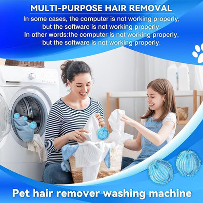 Reusable Laundry Hair Remover Balls - Lint Catcher for Washer & Dryer - Easy Home Solution for Removing Pet Hair, Lint & Fur from Clothes and Bedding