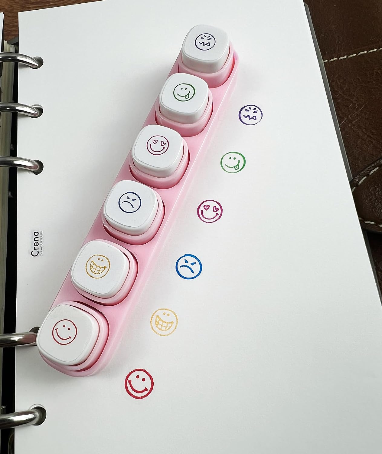 6-in-1 Pre Self-Inking Planner Stamp Set - Portable Emoticon Weather Themes Stamps with Storage Case for Bullet Journal, Scrapbooking, Travel, Daily Planning -100mm x 15mm (Quick-Dry Ink, 2pcs)