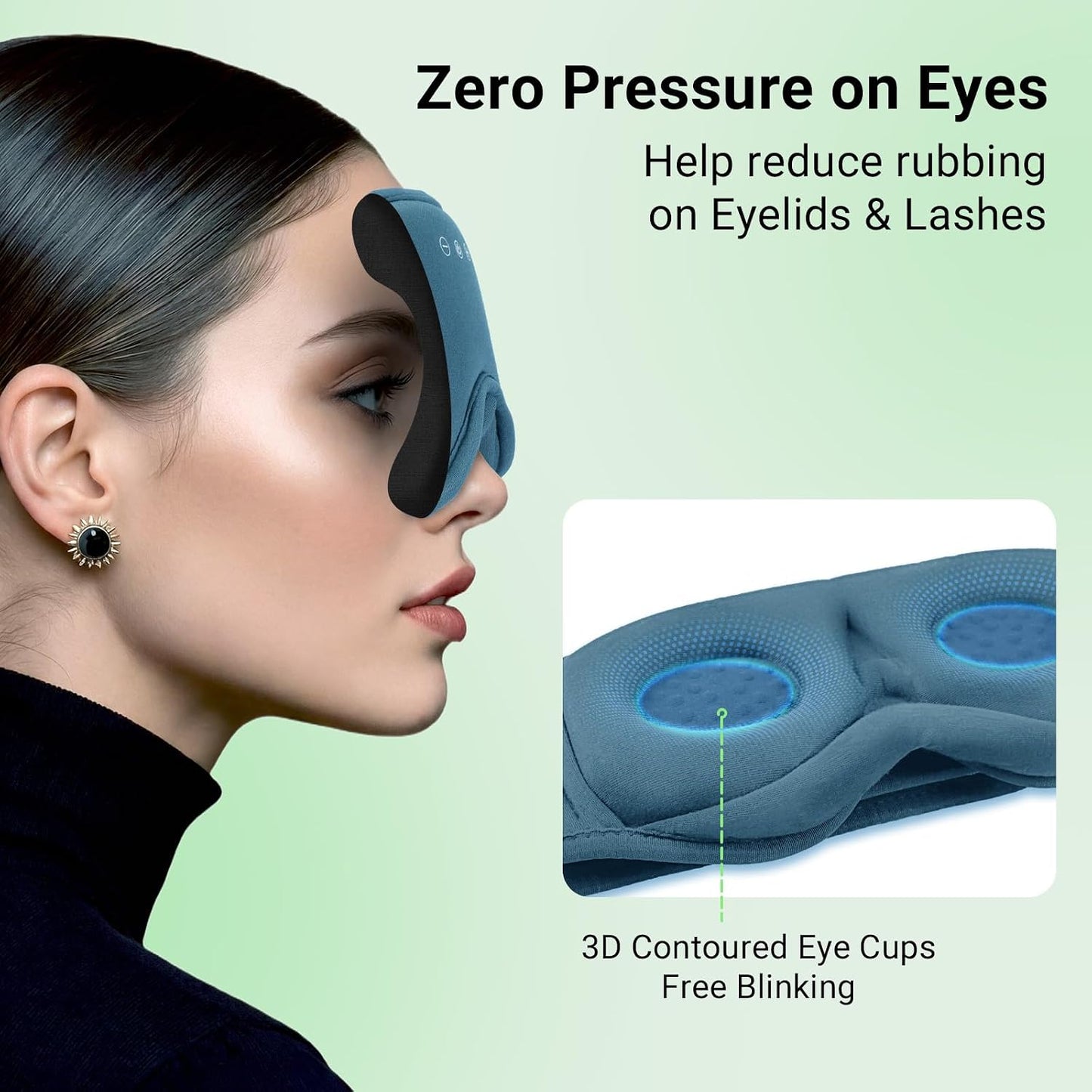 Sleep mask Headphones,100% Blackout 3D Zero Eye Pressure Bluetooth Sleep mask Breathable Eye mask with Bluetooth Headphones Sleep Headphones for Side Sleepers, 14H Playtime&Bluetooth 5.4 Black