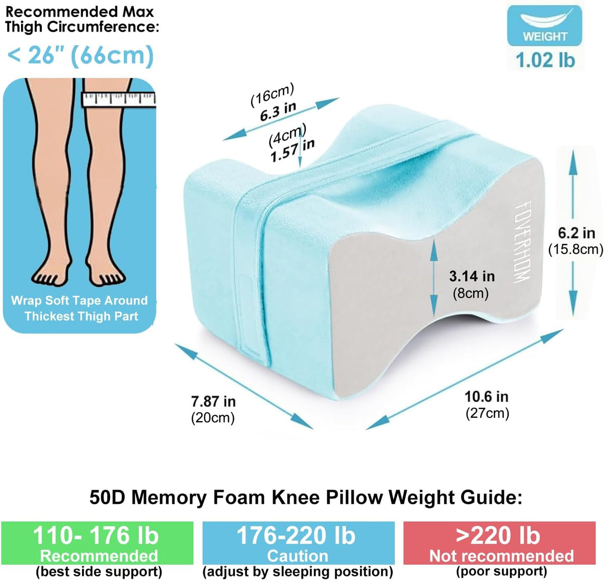 foverhom Memory Foam Knee Pillow Orthopedic Leg Support Pink