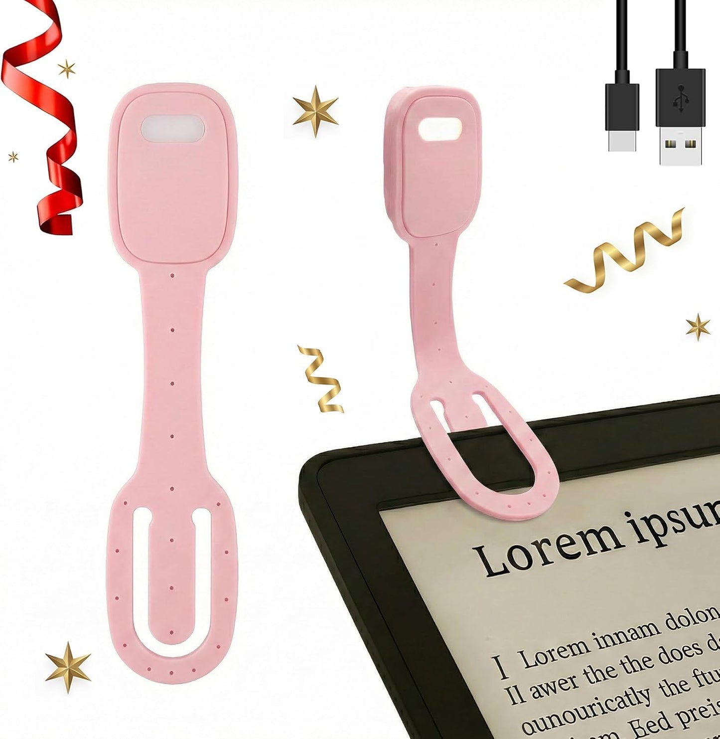 Rechargeable Kids Book Light, Cute Bookmark Reading Light for Kids, Dimmable Portable LED Book Light for Reading in Bed, Eye-Caring Bedtime Reading Lamp for Children & Travel, Brown