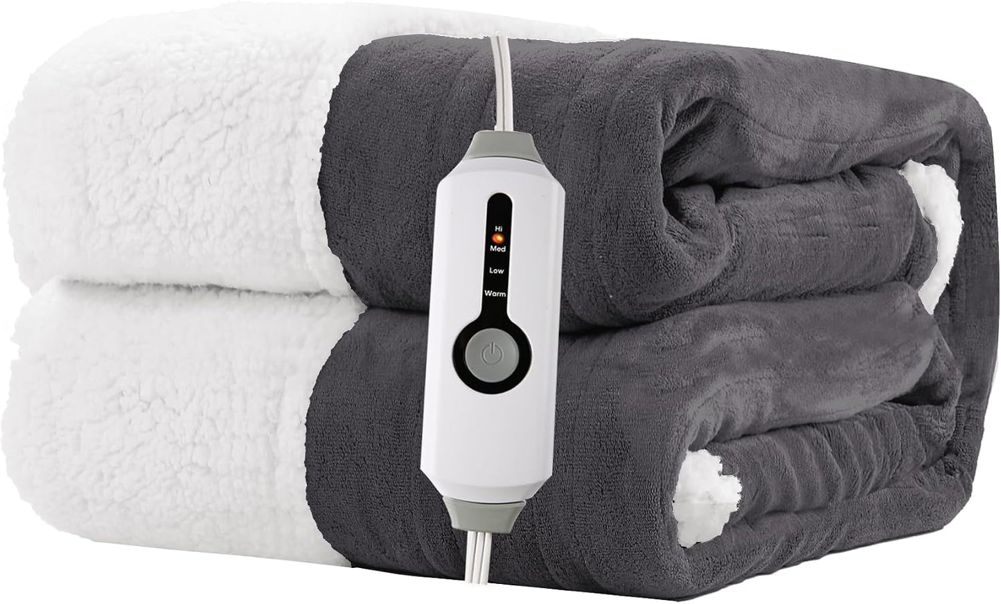 Electric Heated Blanket Full Size 72"x84" – Light Gray | ETL for Safe Overnight, 4 Heat Settings & 10H Auto Off, Dual-Sided Microplush Sherpa for Home Night, Machine washable