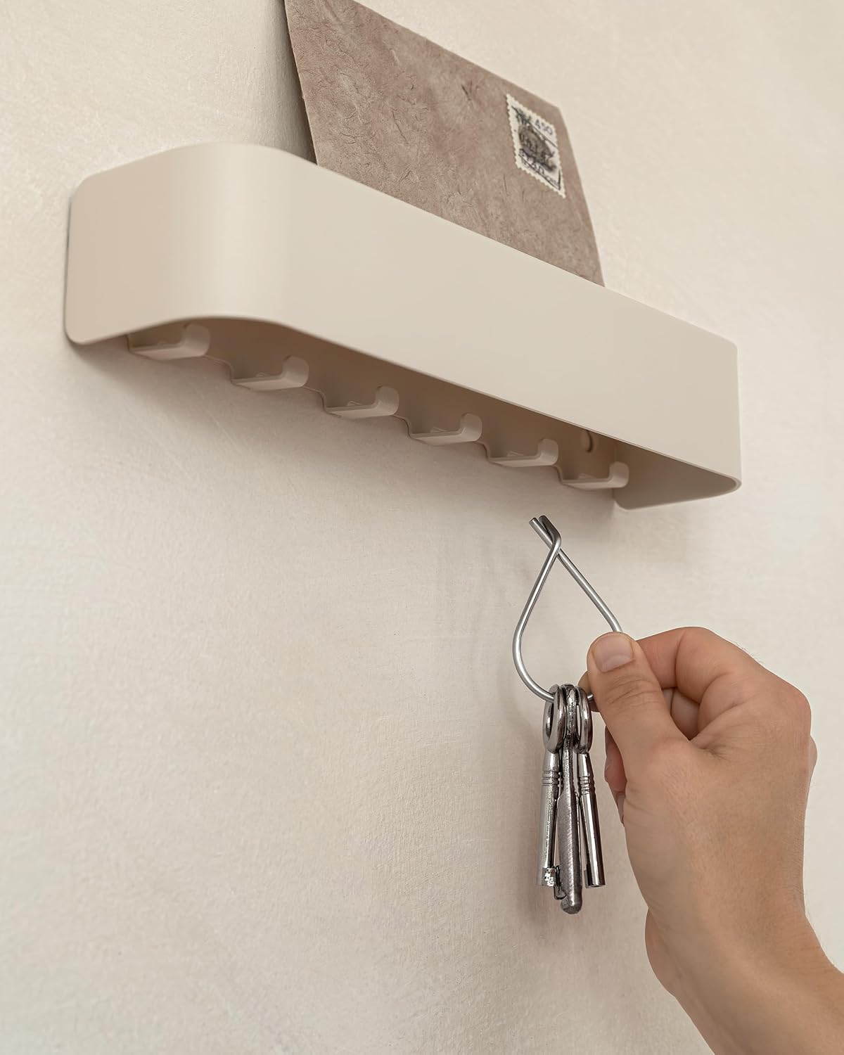 Kazai. Key Holder for Wall 'Tone' | Minimalist Key Hooks Design from Berlin | Modern Key Hanger with Metal Shelf | Key Hook Wall Mounted as Hallway Furniture | Black