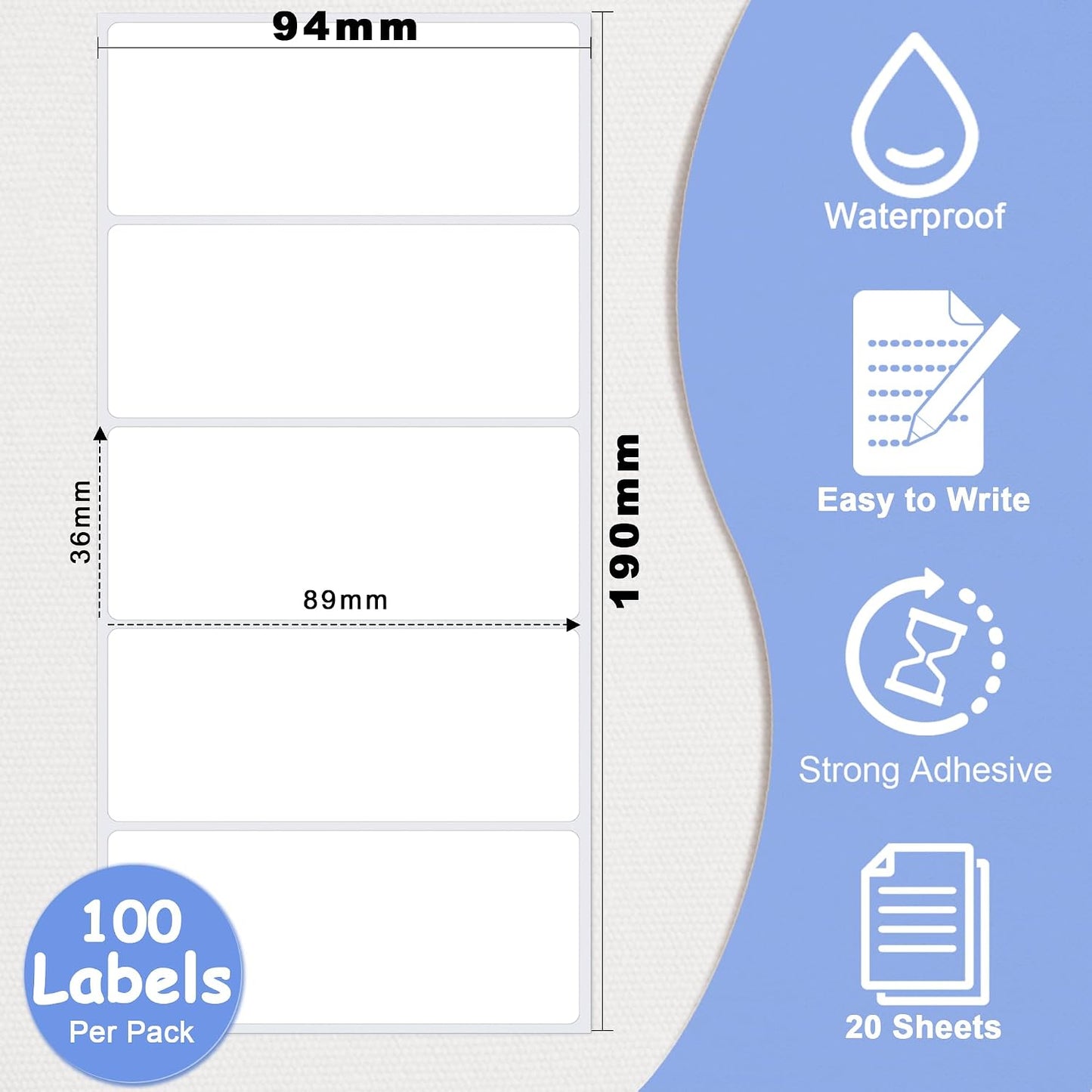 Hybsk 60 PCS Rectangle Removable Labels for Jars Containers Pantry Stickers- No Messy Residue After Use with Easy Write Surface (2 x 3 inch)