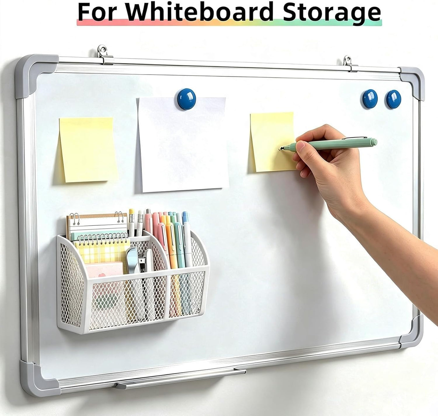 Magnetic Pencil Holder, Magnetic Organizer for Locker Accessories, Black | Mesh Marker Holder with Strong Magnets and 3 Compartments for Whiteboards Refrigerators and Magnetic Lockers