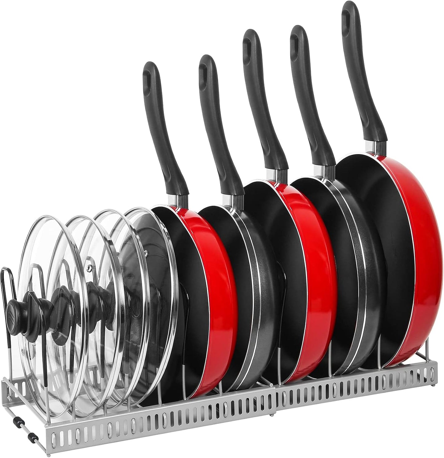 ROOHUA Pot and Pan Lid Organizer Rack for Under Cabinet, 12"-23" Expandable | 10 Adjustable Dividers, Holds Pan Lids, Cookware & Bakeware, Creates Tidy Cabinet Storage, Durable Metal, Bronze