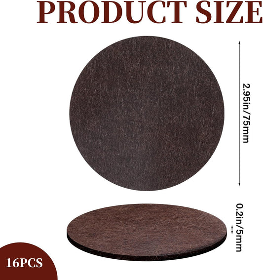 16 PCS 3" Round Felt Furniture Pads, Self-Adhesive Floor Protectors for Chair Legs 5mm Thick Non Slip Furniture Pads for Hardwood Floors Tables Feet Sofas Brown