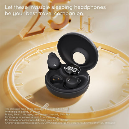 Sleep earplugs for Side Sleepers, Mini Invisible Wireless Bluetooth 5.3 Micro Sleep Noise Cancelling Headphones, Invisible earplugs for Small Ears Sleep, Exercise, Work, Hiking（Black）