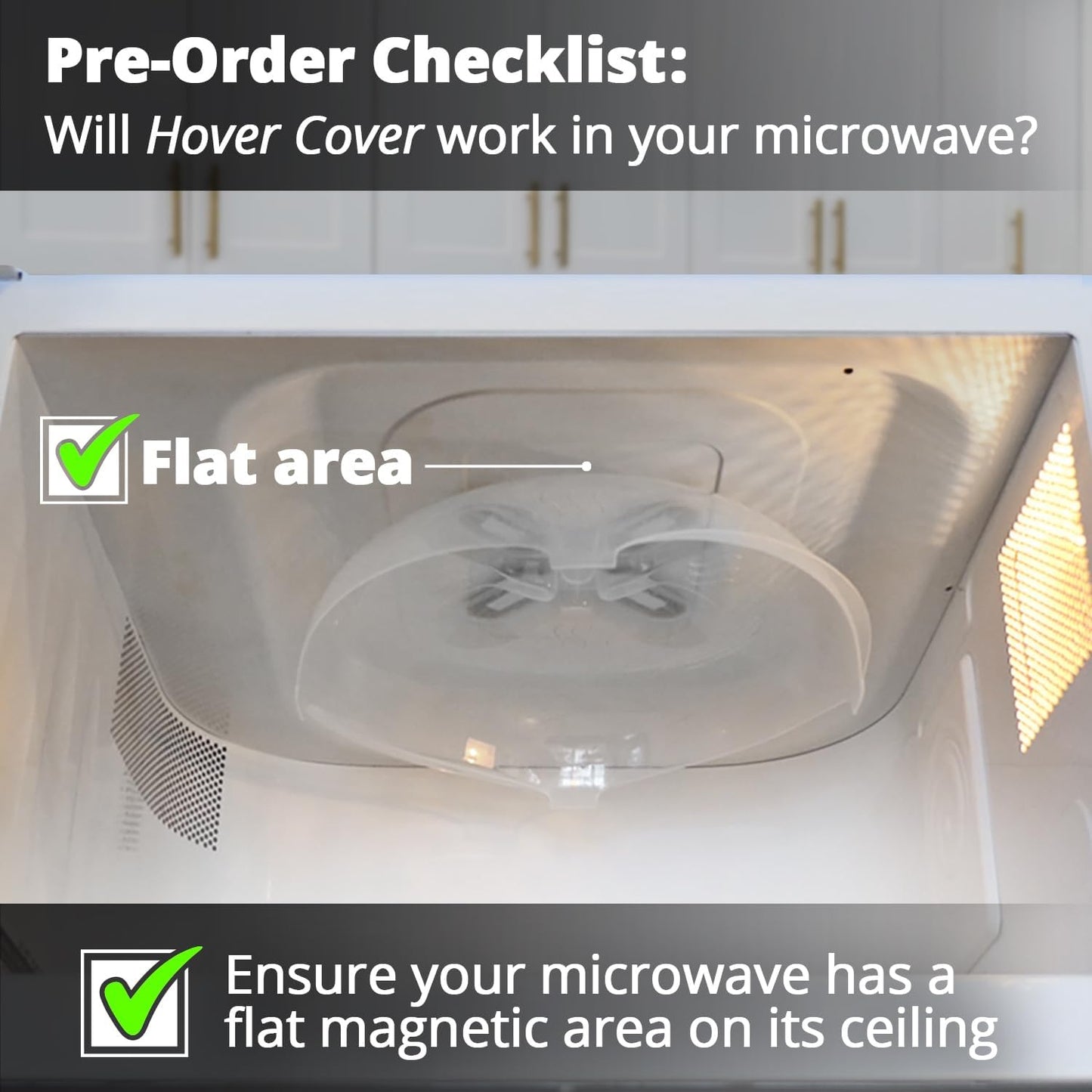 HOVER COVER Magnetic Microwave Splatter Cover for Food - 12-Inch - Gray | BPA-Free Lid, Vented Plate Guard with Steam Vents, Anti-Splash Microwave Lid, Dishwasher Safe, Space-Saving Magnetic Storage