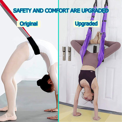 Yoga Stretching Strap, Adjustable Leg Stretcher Waist Back Stretch Band with Door Anchor, Flexibility Backbend Trainer for Aerial Yoga, Pilates, Ballet, Dance