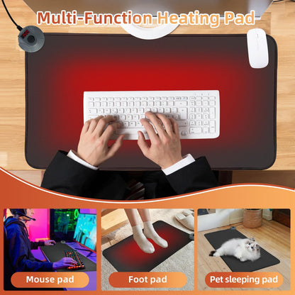 MyPlace Heated Mouse Pad - Heated Desk Mat with 8 Levels Heating & 3 Hours Auto Shut-Off - 31.8”x 17.3”Large Safe Desk Mat Hand Warmer for Home Office Work(Black)