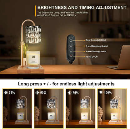 Candle Warmer Lamp with 3 Bulbs, Adjustable Height Dimmable Candle Warmer with Timer, Candle Lamp with Charming Gift Box Ribbon,Birthday Gifts for Women Mom, House Warming Gifts New Home Decor
