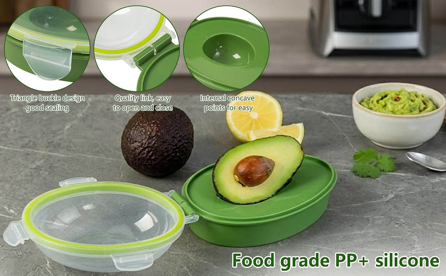 Avocado Saver for Fridge, Avocado Keeper Storage Container for Half Avocado | Avocado holder with snap lid and silicone seal for half avocado storage, leftovers, and fridge meal prep