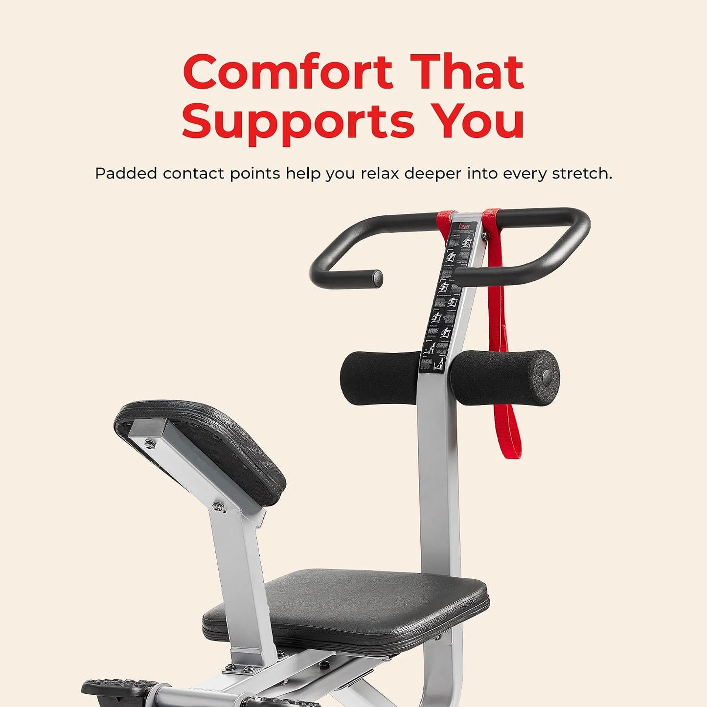 Sunny Health & Fitness Full Body Stretch Machine Back Stretcher Pivot Seat | Pivoting Seat, Multi-Use Handlebar, Padded Back Support, Full-Body Stretching, Flexibility Training, Home Gym Use
