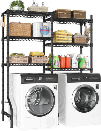 U15 Over Washer and Dryer Storage Shelves, Laundry Room Metal Rack | 6-Tier Shelf Space Saver Holds 568lbs, Above Washer Dryer Storage Rack for Organization, 63.4"W x 17.3"D x 76.4"H, Black