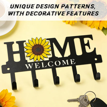Key Holder Wall Mount Paw Print Metal Key Hooks Organizer Dog Leash Holder with 5 Hooks Rustic Farmhouse Decorative Welcome Home Wall Decor for Entryway Bathroom Dog Lover 9.8 Inch