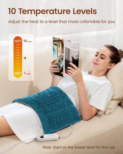 RENPHO Electric Heating Pad for Back with 10 Heat Levels, FSA Eligible HSA | Fit for Neck, Shoulder, Knee, Arm & Leg, Birthday Gift for Women, Men, Mom & Dad, HSA Approved, ETL Certified, 12 x 24", Gray