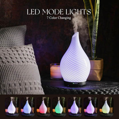 Porseme Essential Oil Diffuser 280ml Handmade Glass Diffuser 7H Runtime | Elegant Handmade Glass Aroma Diffuser with 7-color LEDs, Quiet Aromatherapy and Safe Auto Shut-off, Perfect for Gifts