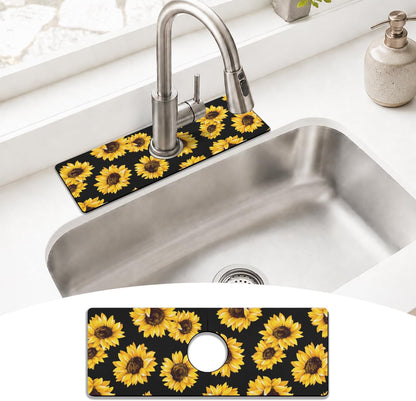Light Brown White Checkered Kitchen Sink Splash Guard Faucet Mat,Faucet Non-Slip Absorbent Mat,Farmhouse Sink Splash Guard Behind Faucet for Kitchen Bathroom, 15"x5.5"