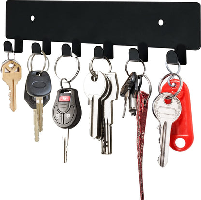 GTK Key Holder for Wall Key Hooks with Tray and 6 Hooks, Wall Mounted Key Holder for Hallway, Key Rack with Shelf for Mail Storage (Black)