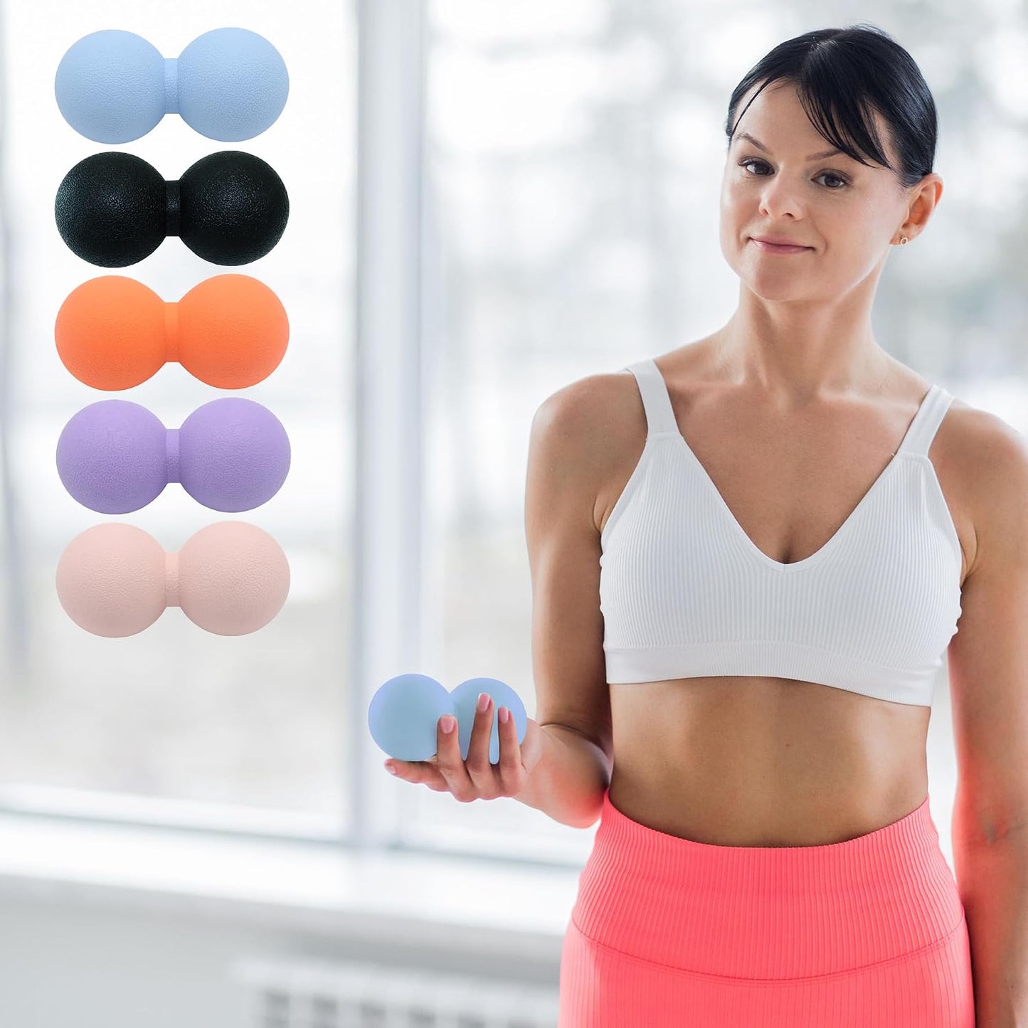 Hard Peanut Massage Ball, Double Lacrosse Massage Ball. Deep Tissue Massage Roller Mobility Ball for Physical Therapy Myofascial Release Muscle Relaxer Acupoint Massage (Blue) | Mobility Massager Tool for Deep Tissue Physical Therapy Myofascial Release