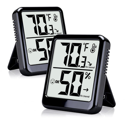 Room Thermometer Indoor Hygrometer Digital Humidity Meter | Accurate Sensor, Fast Refresh, Big Digits, Easy to View, ℉/℃, w/ AAA Battery, Compact for Home, Office, Pet, Plant