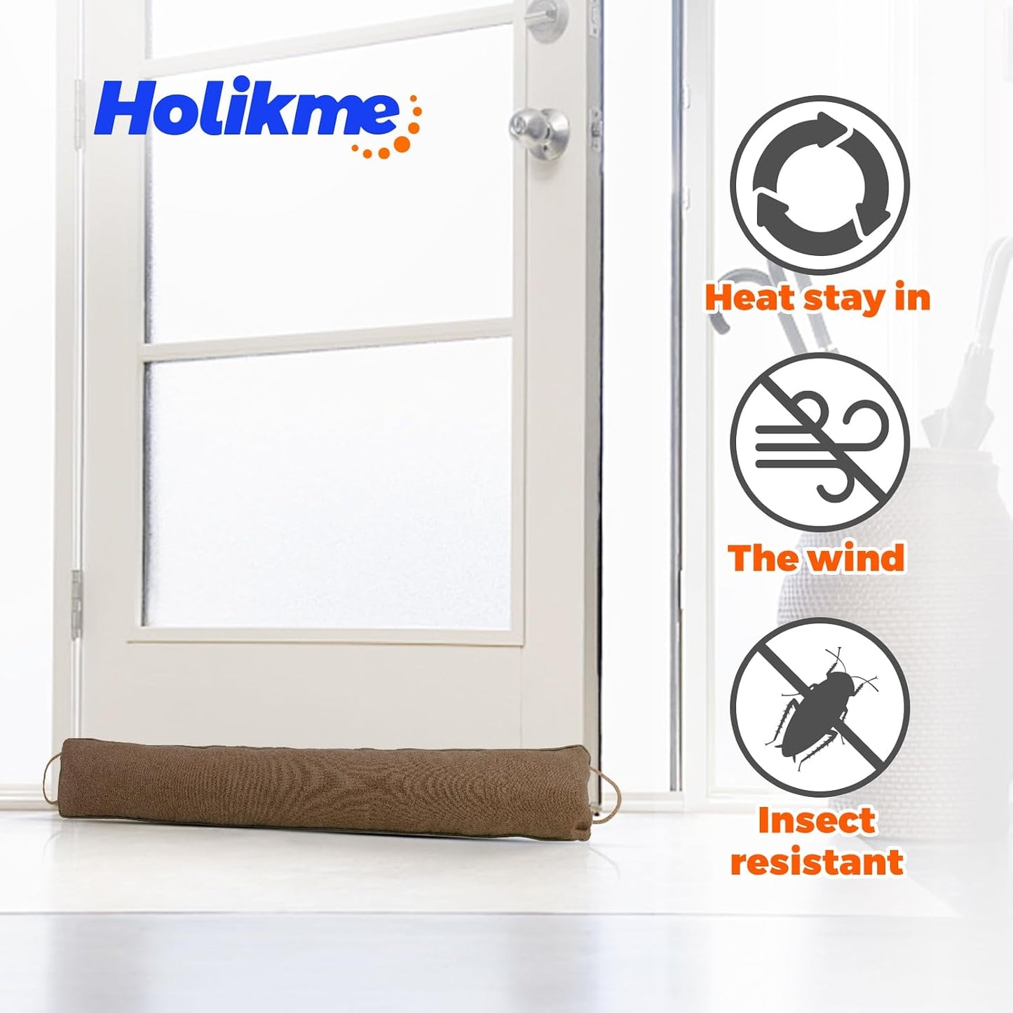 Holikme Weighted Door Draft Stopper - Under Door Seal, 36inch Black | Heavy Duty Fabric, Removable Washable Cover, Hook-and-Loop Fasteners Included, Soundproof & Thermal Insulation, Energy Saving