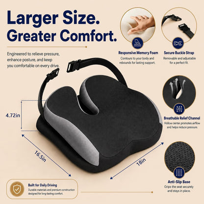 Memory Foam Ergonomic Seat Cushion for Office Chairs Pain Relief