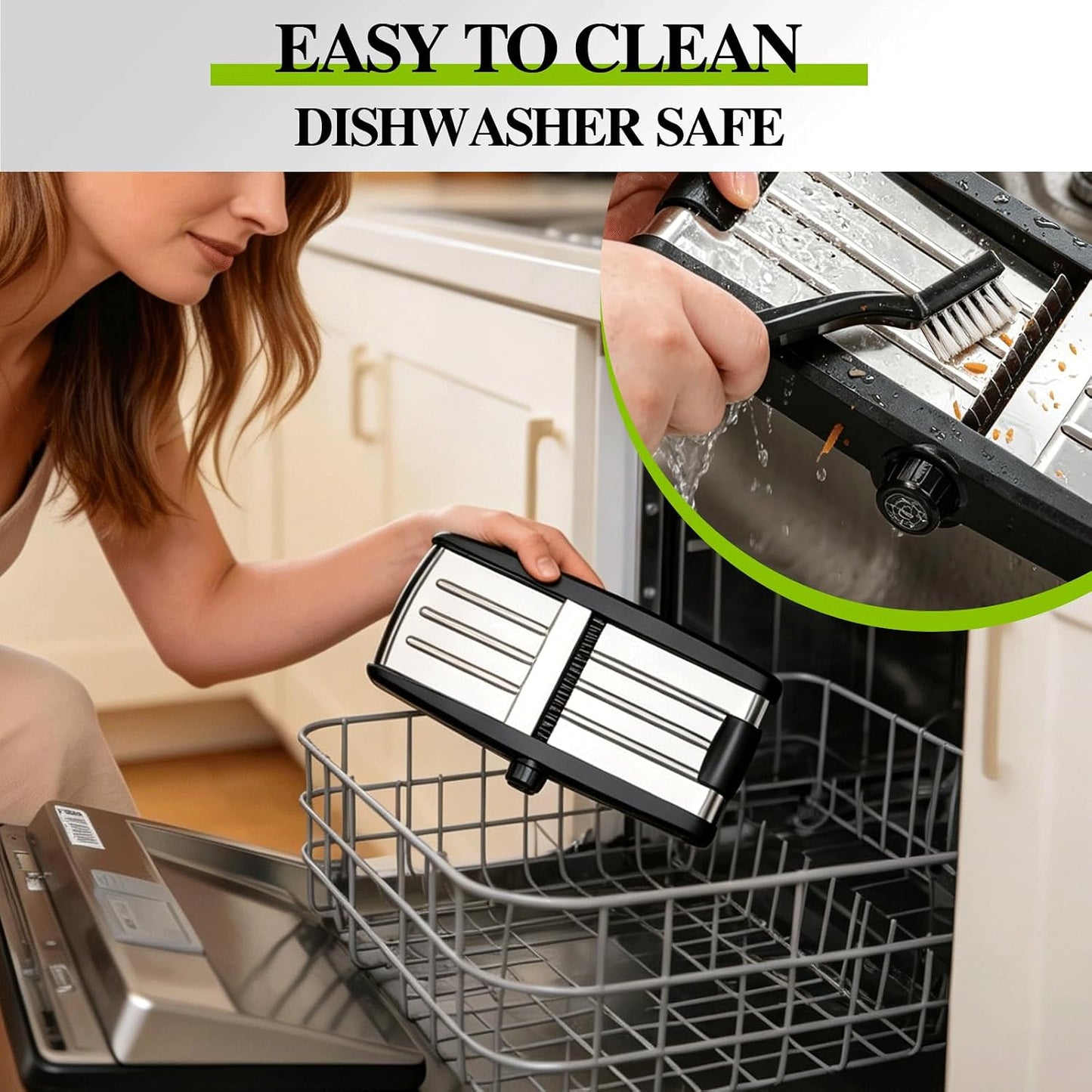 MASTERTOP Mandoline Slicer, 5 in 1 Mandoline Food Slicer, Dishwasher Safe | Stainless Steel Mandoline Slicer, Adjustable Vegetable Slicer for Fruit, Cheese, Send Cut Proof Gloves & Cleaning Brush