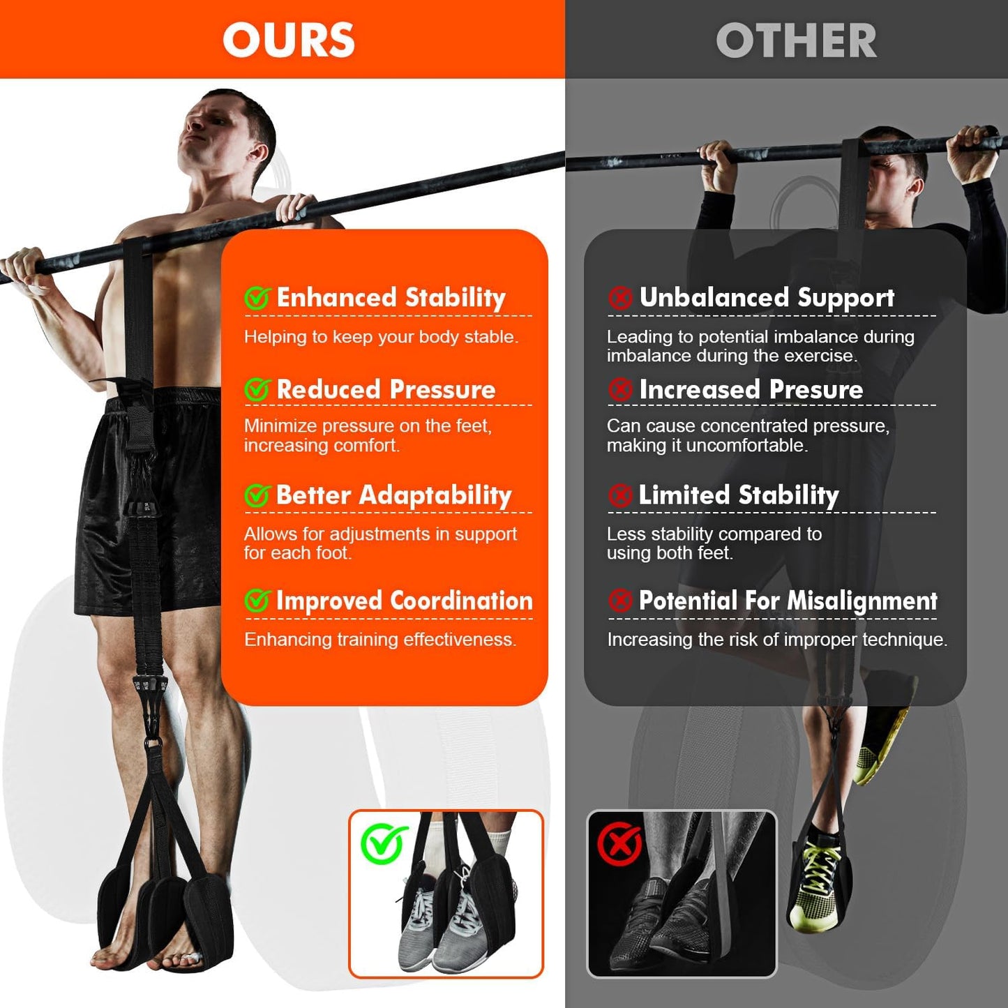 HPYGN Two Foots Pull Up Assistance Bands, Heavy Duty Resistance Band for Pull Up Bar, Adjustable Weight/Size with Fabric Feet/Knee Rest, Bands for Pull Up Assist for Strength Training, Pull Up