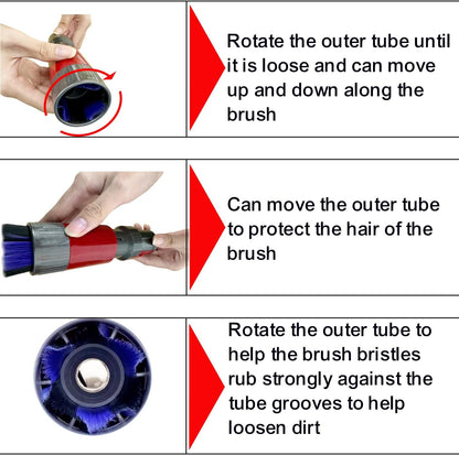 For Dyson V7 V8 V10 V11 V15 Vacuum Accessories & Attachment -Traceless Dust Brush & Dryer Vent Cleaner Kit - Refrigerator Condenser Coil Brush- Flexible Crevice Tool for Small Crevice & Car Detailing