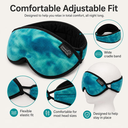 Dream Essentials Utopia Blackout Sleep Mask with Wide Cradle Band, Adjustable Plush Eye Mask for Side Sleepers, Flexible Nose Bridge, Handmade in USA, Travel & Naps