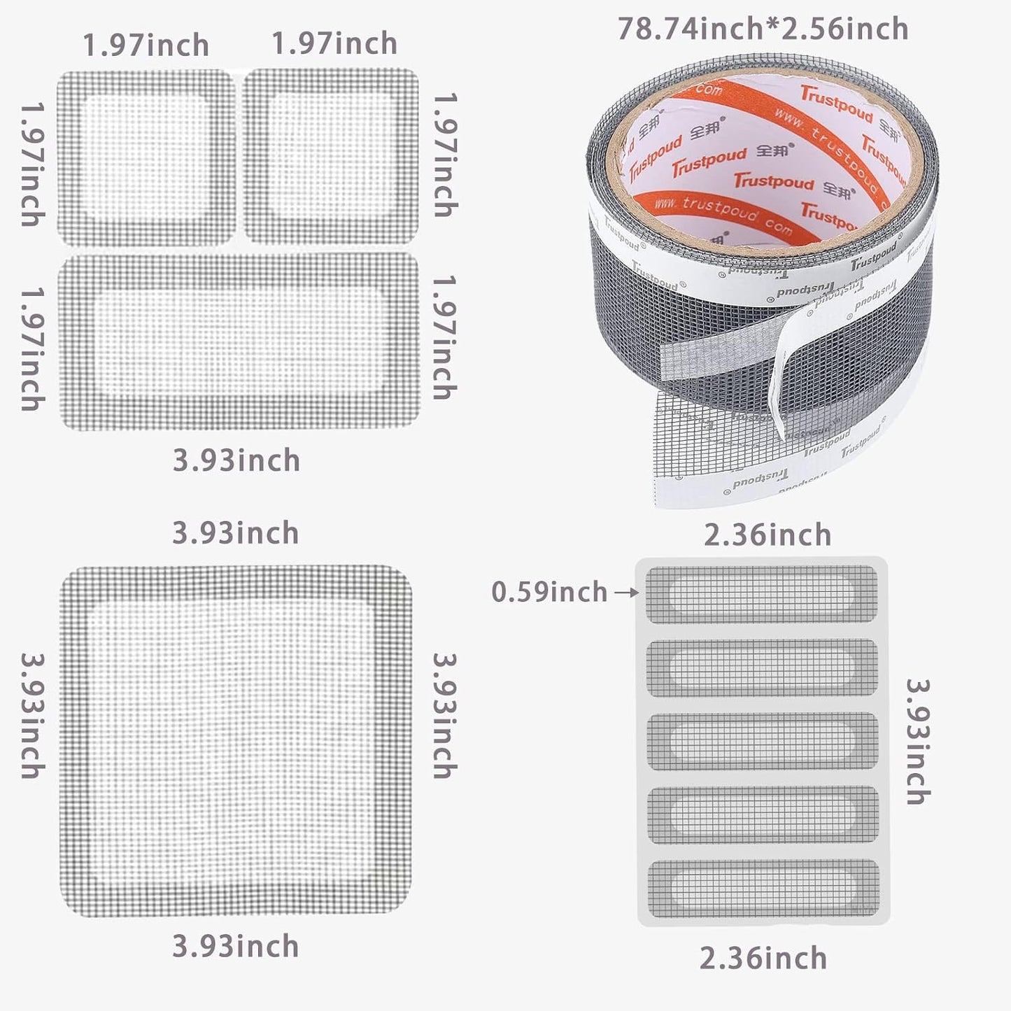 Grey Ventilate Window Screen Repair Tape Weep Hole Patch Mesh Sun Resistant Net Mend Kit Self Adhesive Water Resistant Air Through Breathable