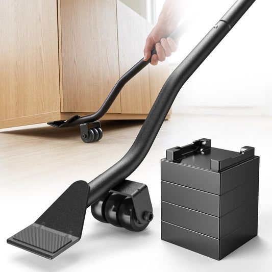 HOLKIE Heavy Duty Furniture Jack for Sliders on Carpet 4 Stackable Blocks | 660 lbs Load Appliance Lifter Jack| to Raise Furniture| Back Saving Furniture Lifter Tool| for Pads on Hardwood Floors|