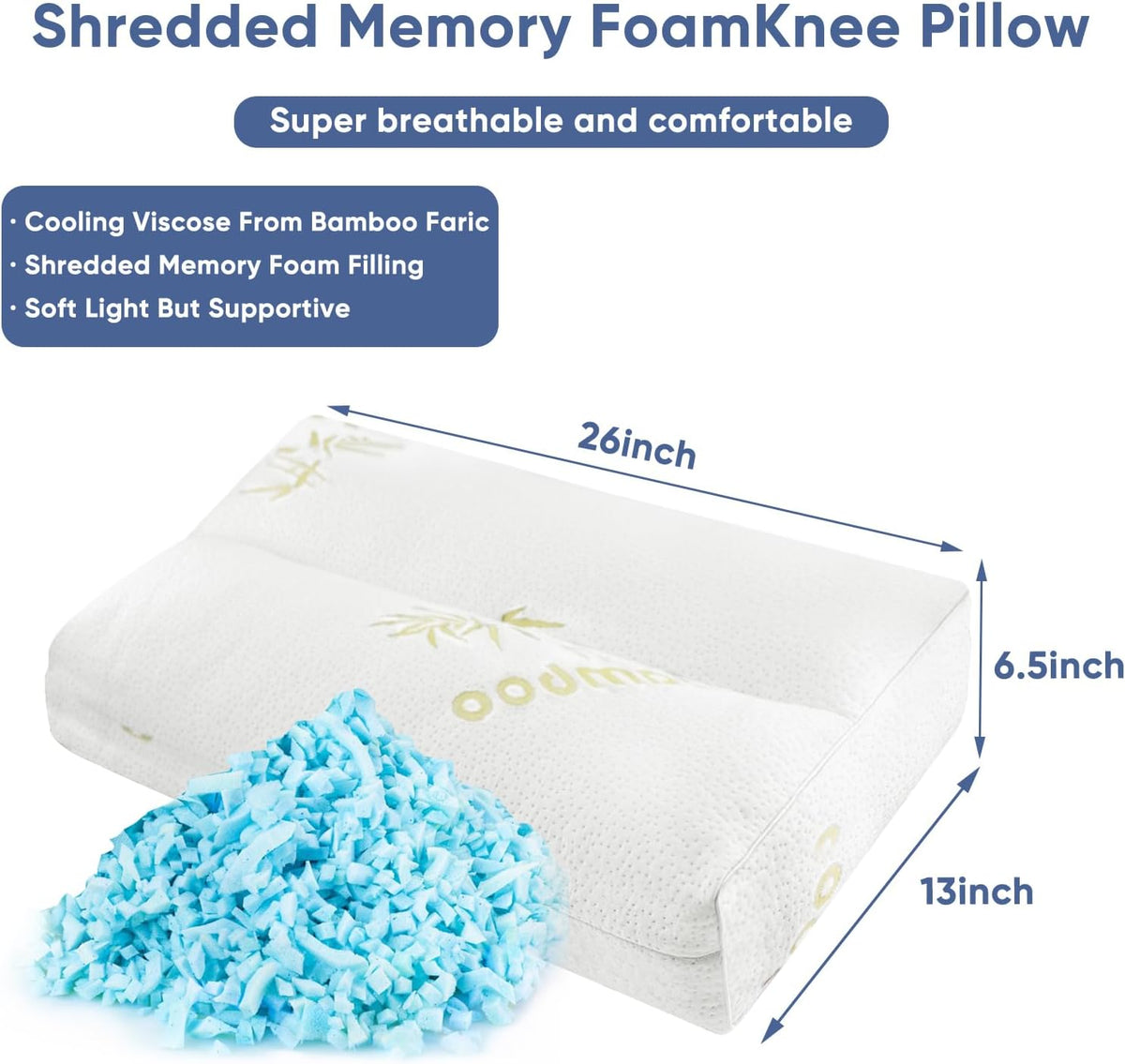 MINUPWELL Knee Pillow for Side Sleepers - Between Leg & Under Knee Pillow for Back Sleepers - Leg Pillow with 850G 7D Alternative for Relieving Leg, Back, and Knee Pain - 100% Cotton Fabric - White