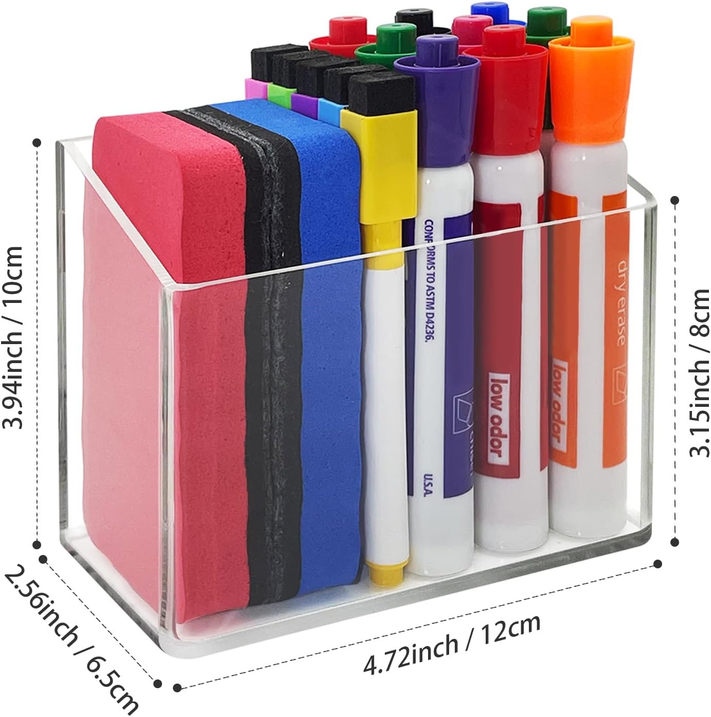 Magnetic Glass Whiteboard Pen Holder, Magnetic Dry Erase Marker Holder for Fridge, Whiteboard, Desk Locker Organizer Accessories, Office, Home, 1 Pack