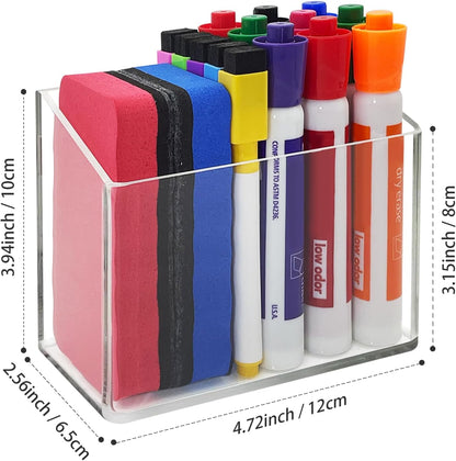 Magnetic Glass Whiteboard Pen Holder, Magnetic Dry Erase Marker Holder for Fridge, Whiteboard, Desk Locker Organizer Accessories, Office, Home, 1 Pack