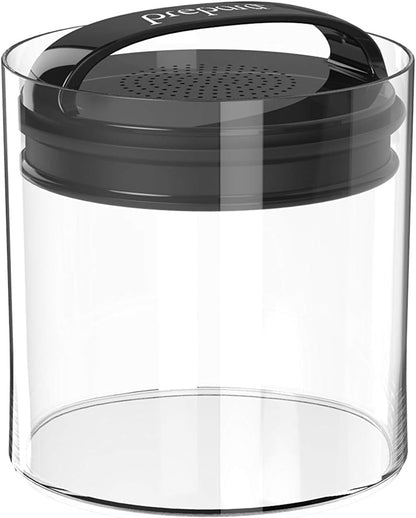 Prepara Evak Fresh Saver Airtight Plastic Container, Small (4” x 3.75”, 1.8 Cups), BPA-Free Food Storage Canister Vacuum Sealed Lid Handle, Odor Resistant, Ideal for Coffee Beans & Dry Goods | Shatterproof BPA-Free Airless Food Storage Canister, Odor