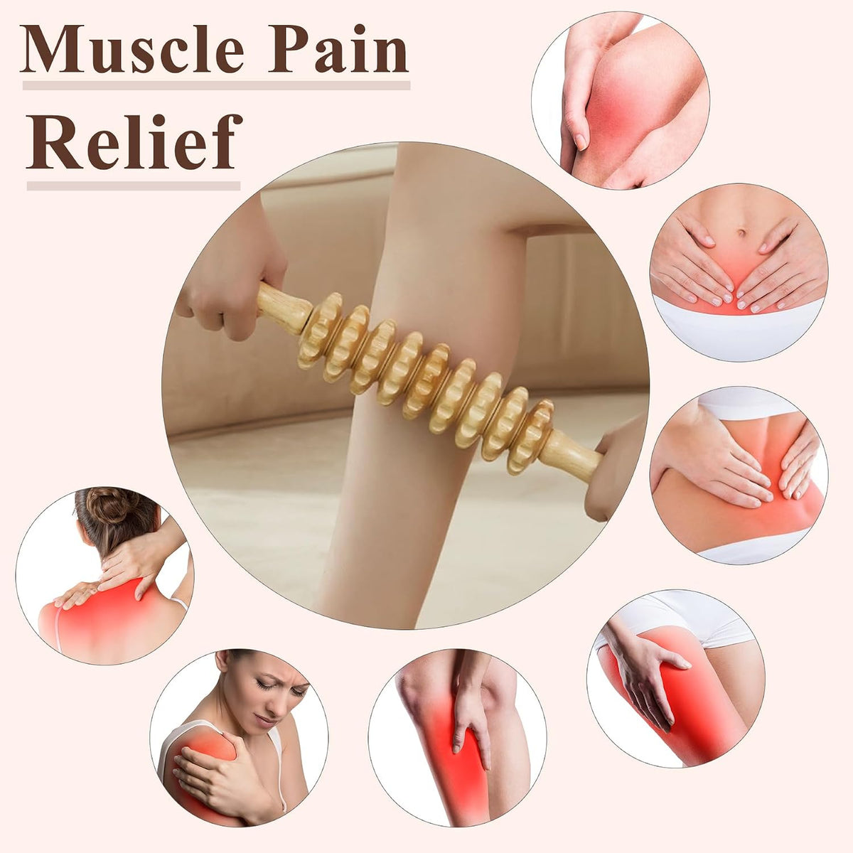 3Pcs Wood Therapy Massage Tools Lymphatic Drainage Massager Wooden Massager Body Sculpting Tools for Maderoterapia,Anti-Cellulite,Pain Relief(3-in-1 Massager)