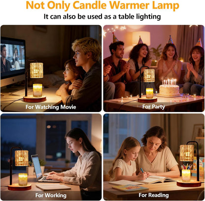 Candle Warmer Lamp with Timer & Dimmer, Birthday Gifts for Women Mom, 4-Level Dimmable Flower Heat Lamp for Jar Candles, Adjustable Height, House Warming Gifts, Home Decor (Purple