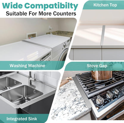 Stove Gap Covers 2PCS, Stove Gap Filler Stainless Steel,13.8'' to 27.5'' Adjustable Length,Range Trim Kit,Oven Stove Gap Guard Between Stovetop and Counter,Easy to Clean Heat Resistant, Black