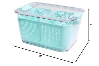 Kitchen Spaces Stackable Fridge Storage Colander Containers, Variety Pack | 3 Sizes to Store Fresh Produce, Organize Washed Fruits and Veggies, Snap and Seal Lids with Adjustable Vents, Hand Wash Only