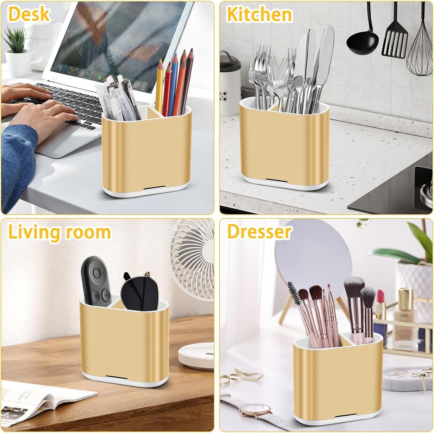Bamboo Toothbrush Holder for Bathrooms Toothpaste Organizer, Small, White | 2 Slots, Easy to Clean, Plastic, Kids Electric Toothbrush, Drainage, Removable, For Bathroom, Vanity, Kitchen Sink, Office