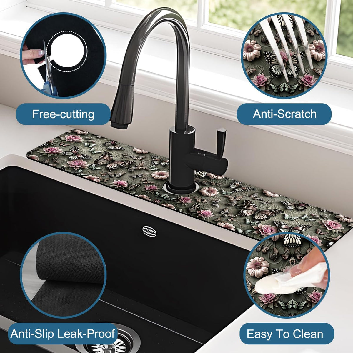 Faucet Mat for Kitchen Sink Absorbent Splash Guard Bathroom 23.5"X5.5"