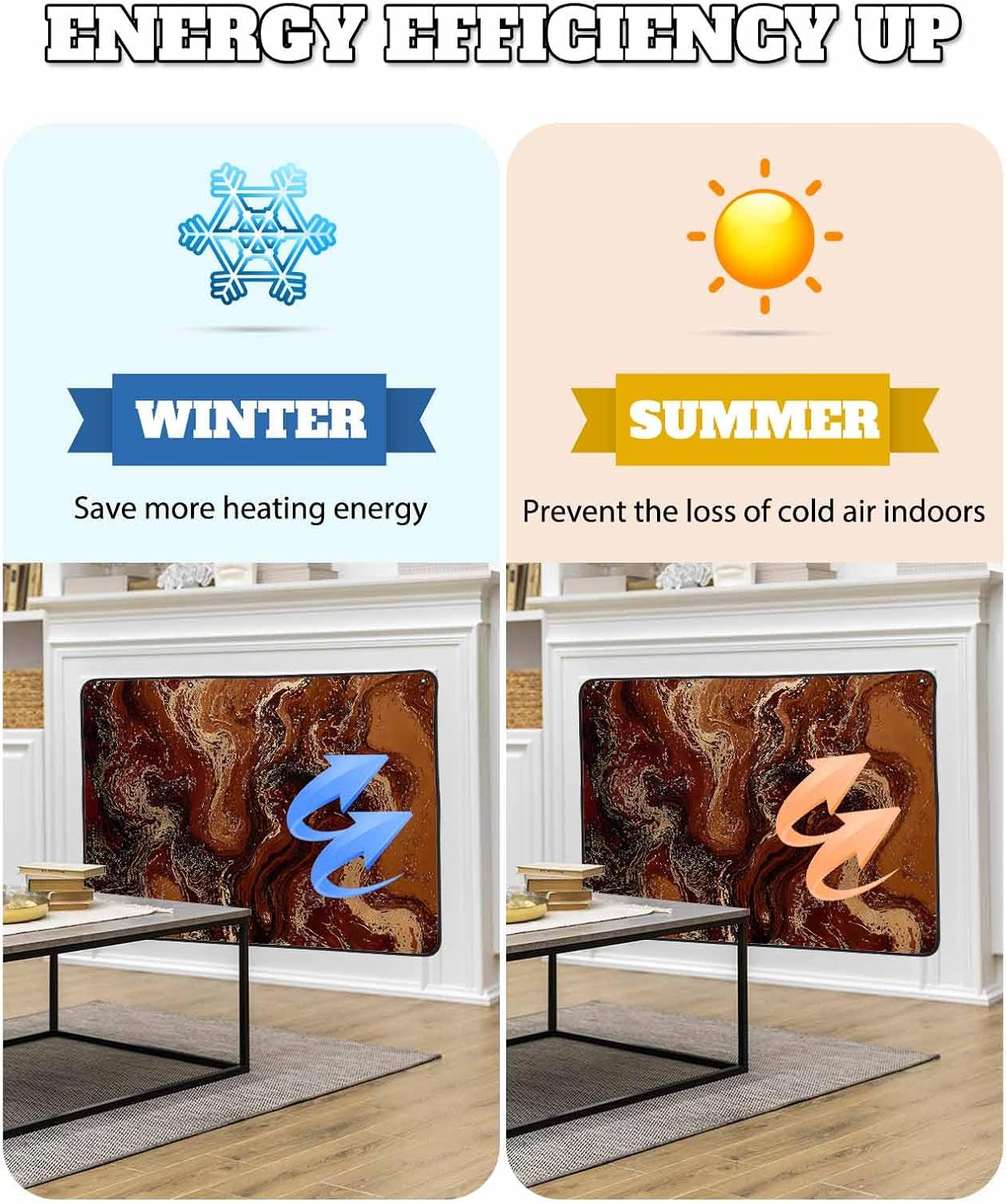 Magnetic Fireplace Cover Sage Green Marble Fireplace Screen Decorative Abstract Fluid Art Insulation Fireplaces Blocker Blanket Save Energy Fireplaces Draft Stopper Covers for Living Room 36x30 Inch