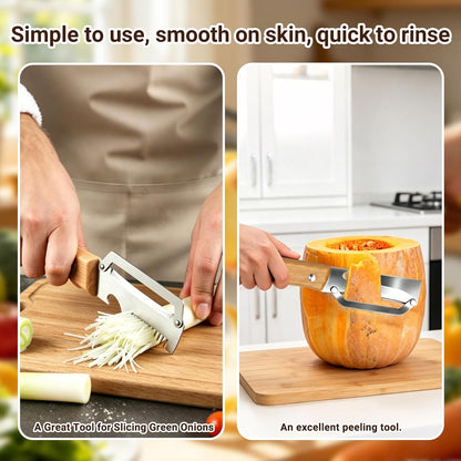Multifunctional Vegetable Peeler and Julienne Peeler, Stainless Steel Shredder with Wooden Handle and Bottle Opener for Potatoes Carrots Cucumbers Cabbage and Fruit (1Pc)
