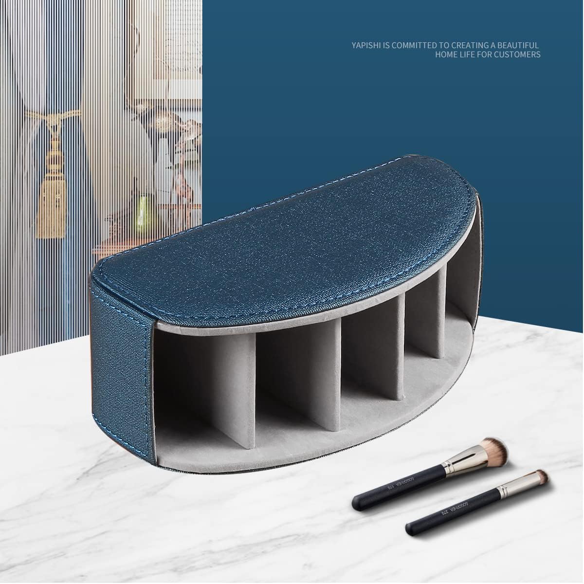 Pu Leather TV Remote Control Holder with 5 Compartments,Remote Caddy/Tray | Bedside Table Desk Storage Box/Organizer for Pen,DVD,Blu-Ray,Media Player,Heater Controller,Cosmetics,Glasses,Office Supplies