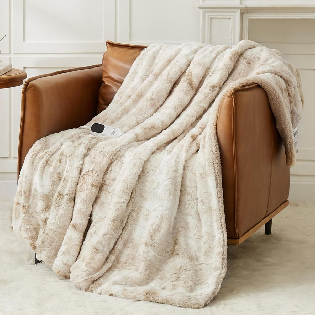 Homemate Heated Blanket Electric Heating Throw 50x60 Plush Faux Fur Sherpa