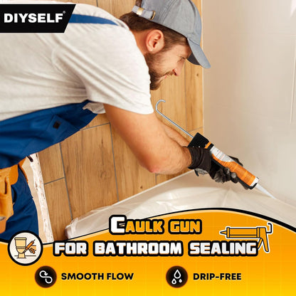 DIYSELF 9 Pack Caulk Gun Kit, Professional Caulking Gun & Remover Tools | Sealant Finishing Tool, Grout Scraper & Silicone Gun for Bathroom, Kitchen, Window, Sink & Tile Sealing, Hand Caulking Gun